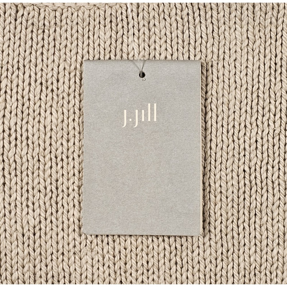 J.jill Embroidered Roll Neck/Hem Sweater Women's Size Medium Linen/Cotton Beige - Picture 3 of 4